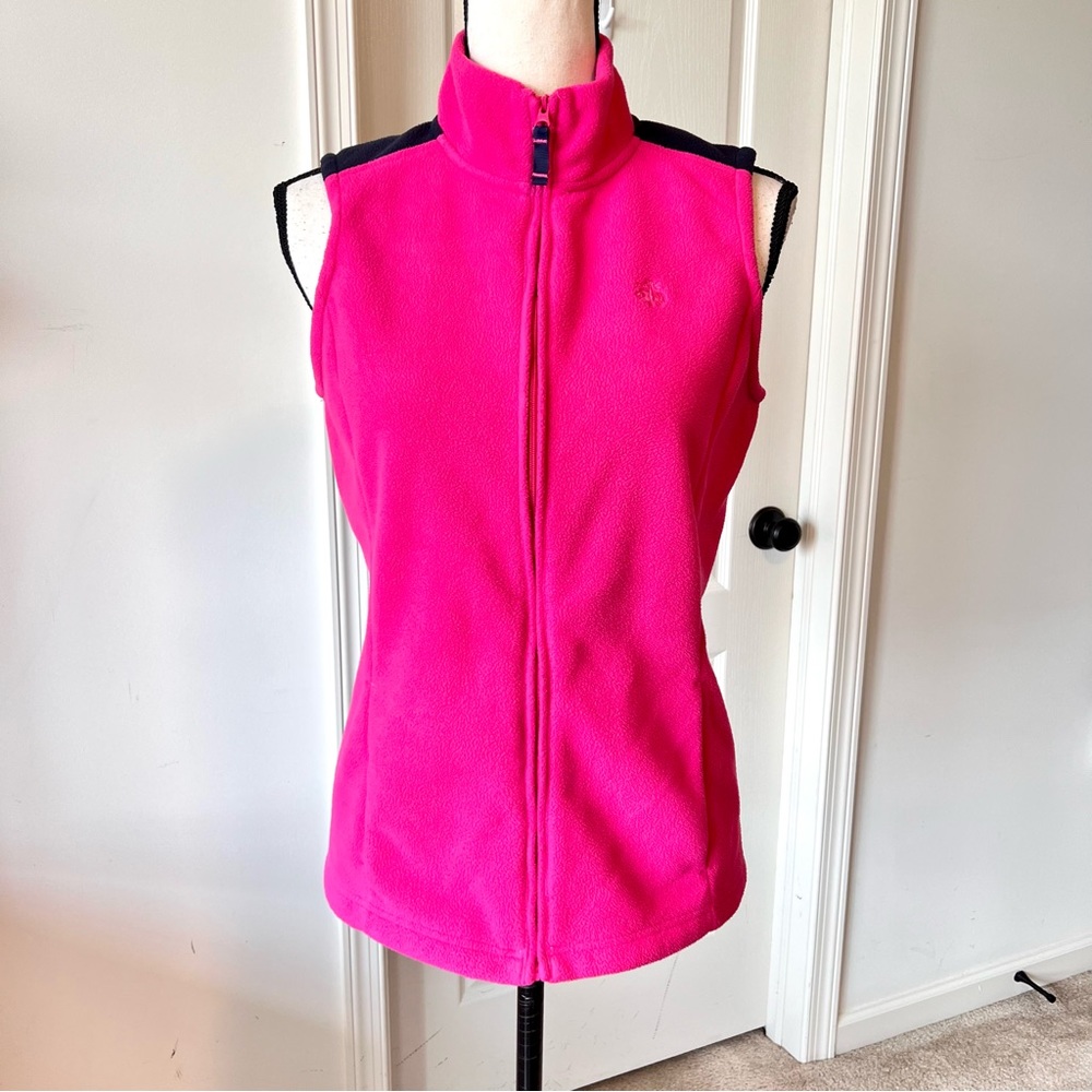 BROOKS BROTHERS Pink Color Block Full Zipper Fleece Vest—SZ. Medium